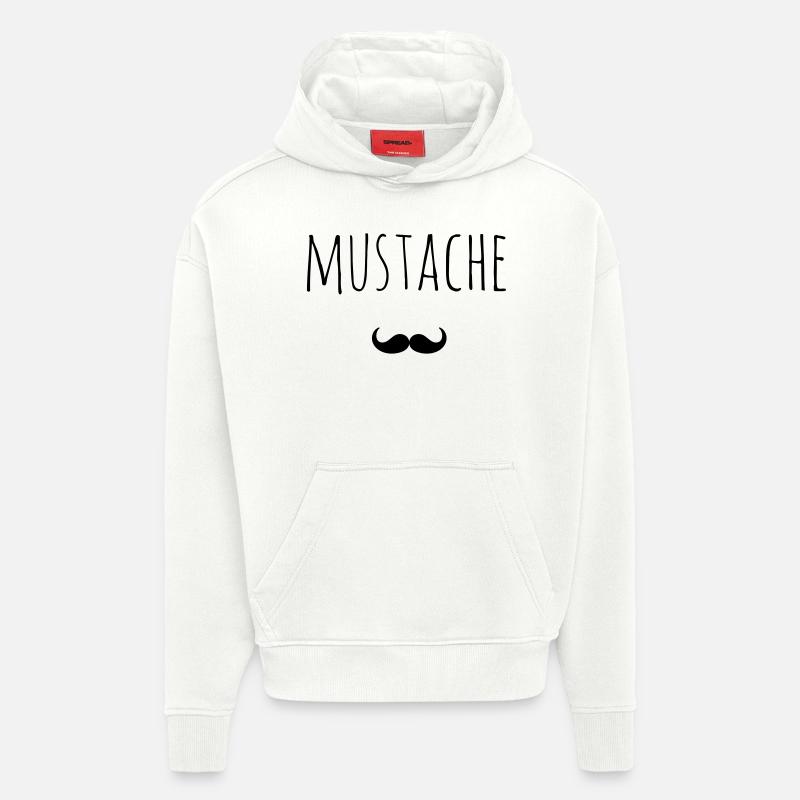 idée cadeau Mustache Barbe - Sweat à capuche bio épais oversize fabriqué en UE - OFF WHITE
