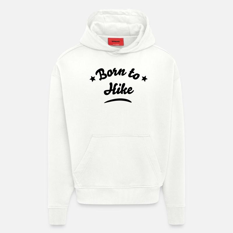 born to hike 01 - Sweat à capuche bio épais oversize fabriqué en UE - OFF WHITE
