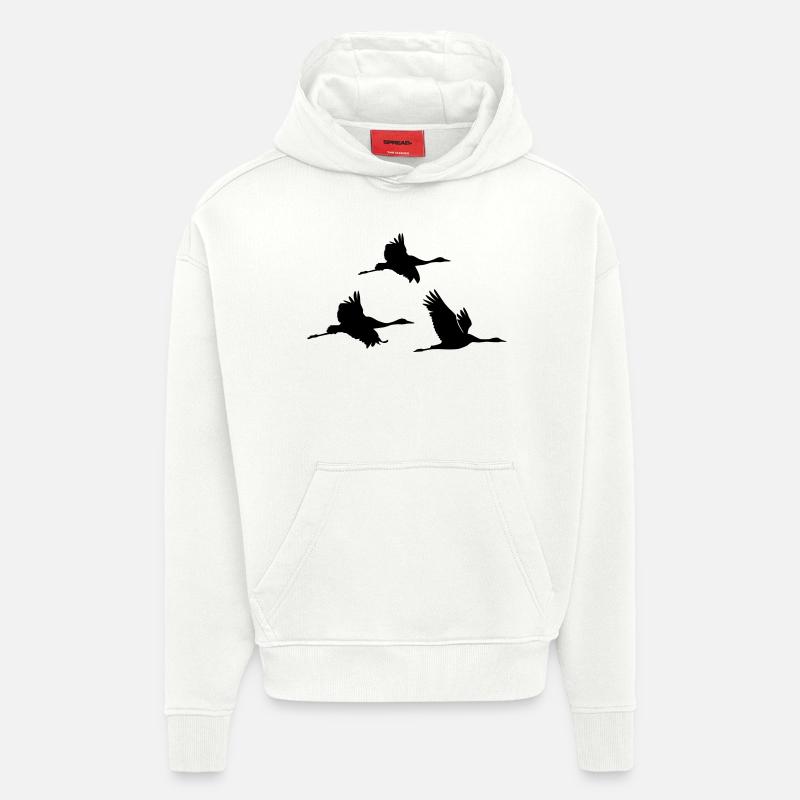Kraniche - Hoodie- made by SPREAD  - OFF WHITE