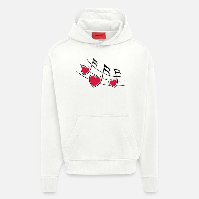 music hearts notes - Hoodie- made by SPREAD  - OFF WHITE