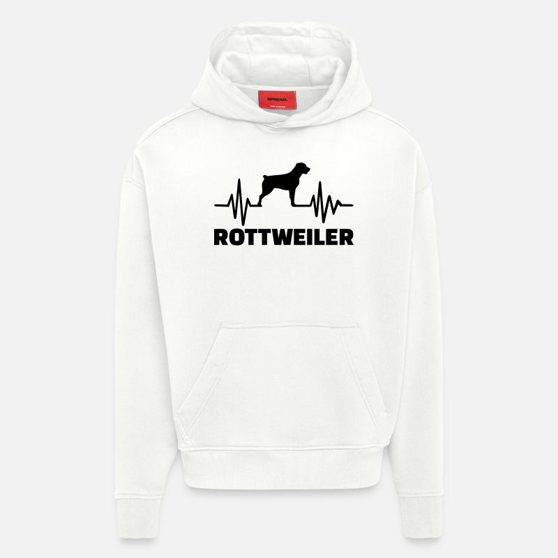 Rottweiler - Sweat à capuche bio épais oversize fabriqué en UE - OFF WHITE