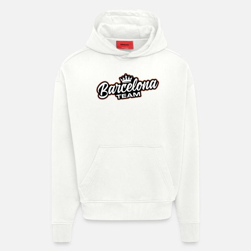 L’équipe de Barcelone - Sweat à capuche bio épais oversize fabriqué en UE - OFF WHITE