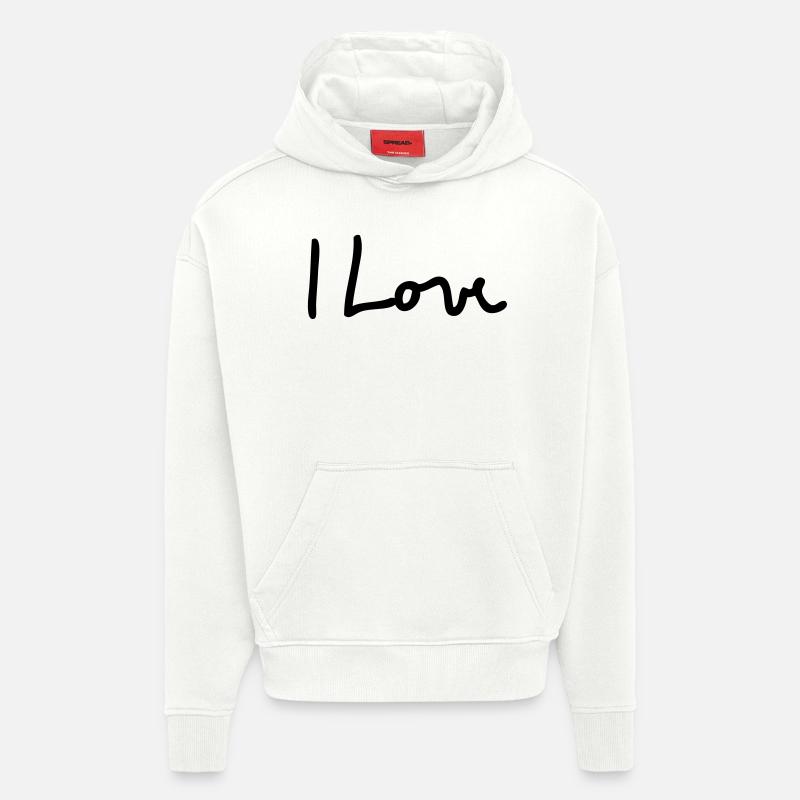 i love - Sweat à capuche bio épais oversize fabriqué en UE - OFF WHITE