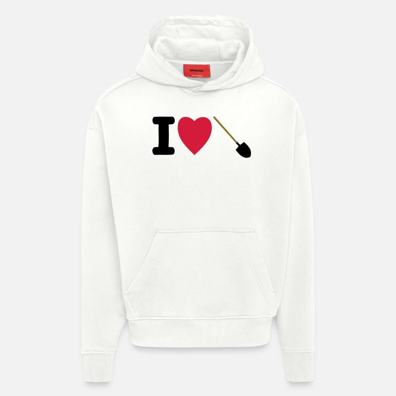j'aime les pelles - Sweat à capuche bio épais oversize fabriqué en UE - OFF WHITE