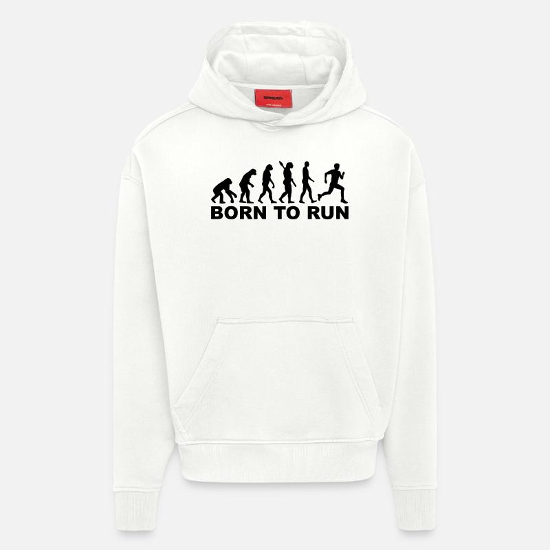 Born to run - Sweat à capuche bio épais oversize fabriqué en UE - OFF WHITE