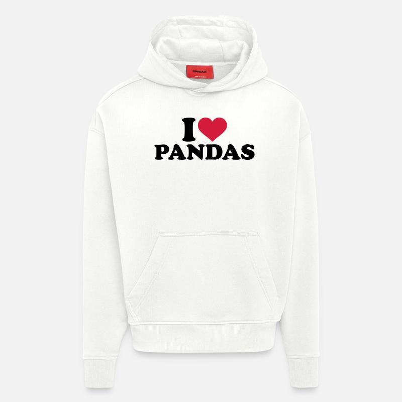 I love Pandas - Sweat à capuche bio épais oversize fabriqué en UE - OFF WHITE
