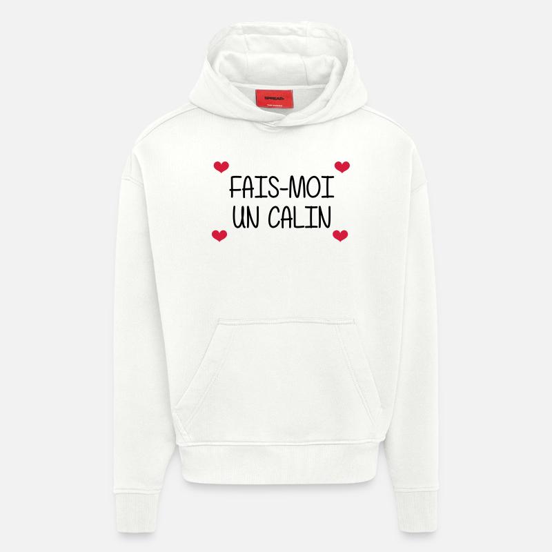 Fais-moi un calin - Sweat à capuche bio épais oversize fabriqué en UE - OFF WHITE