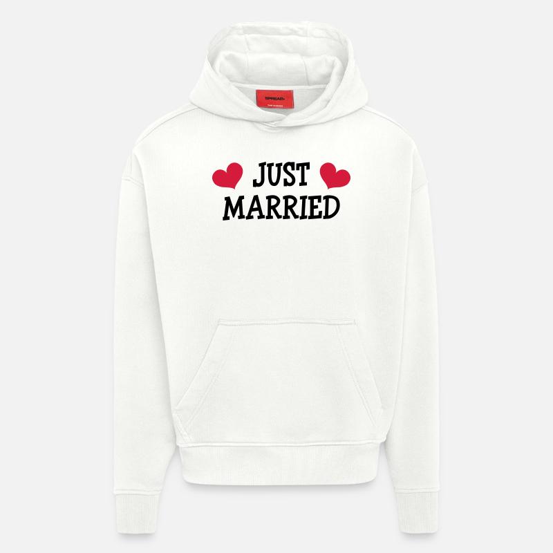 Just Married - Wedding - Sweat à capuche bio épais oversize fabriqué en UE - OFF WHITE