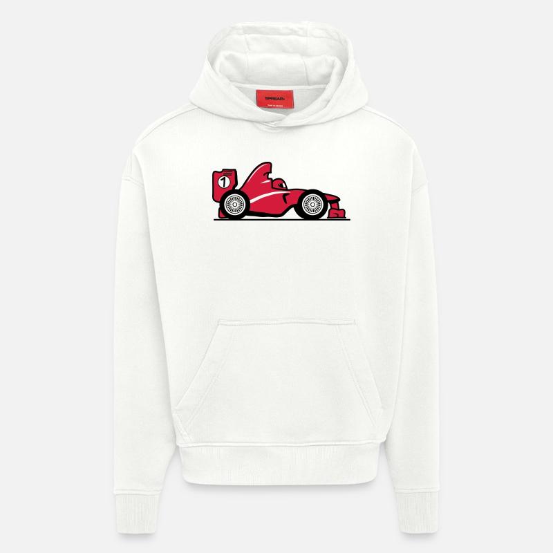 Courte bande dessinée Racecar - Sweat à capuche bio épais oversize fabriqué en UE - OFF WHITE