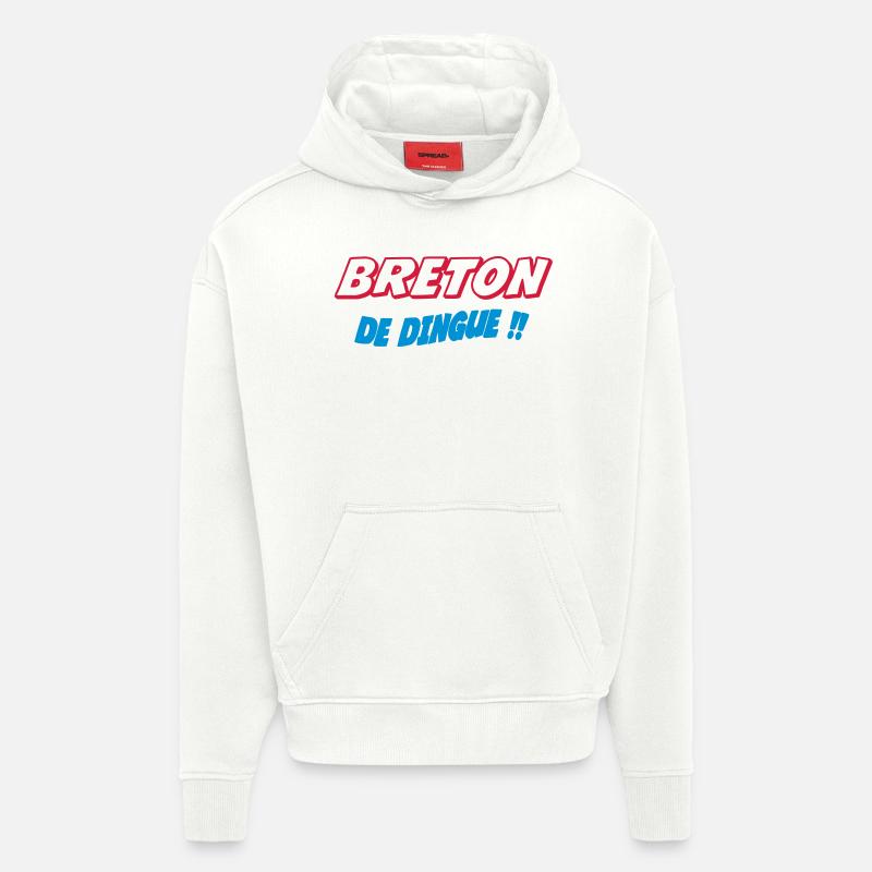 Breton de dingue !!! - Sweat à capuche bio épais oversize fabriqué en UE - OFF WHITE