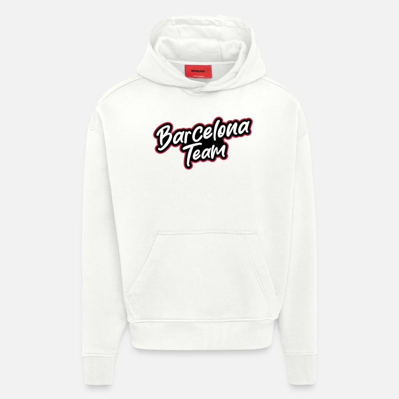 L’équipe de Barcelone - Sweat à capuche bio épais oversize fabriqué en UE - OFF WHITE