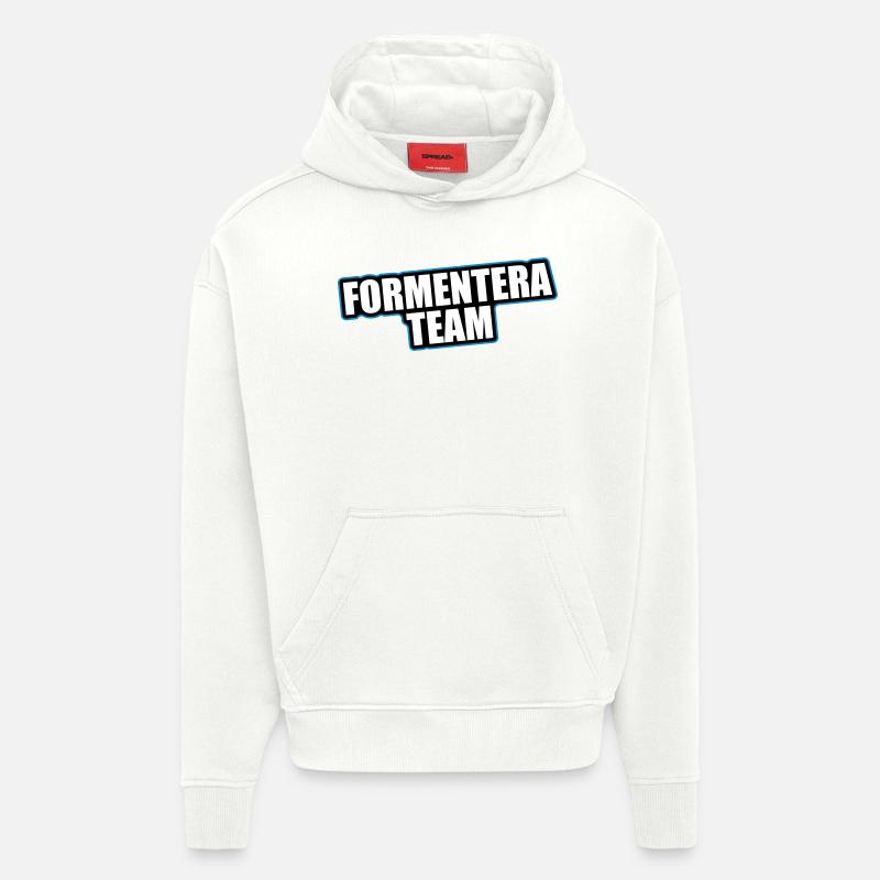 Formentera Team Travel Vacances - Sweat à capuche bio épais oversize fabriqué en UE - OFF WHITE