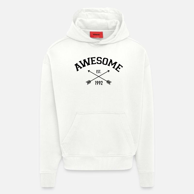 Awesome Est 1992 - Sweat à capuche bio épais oversize fabriqué en UE - OFF WHITE
