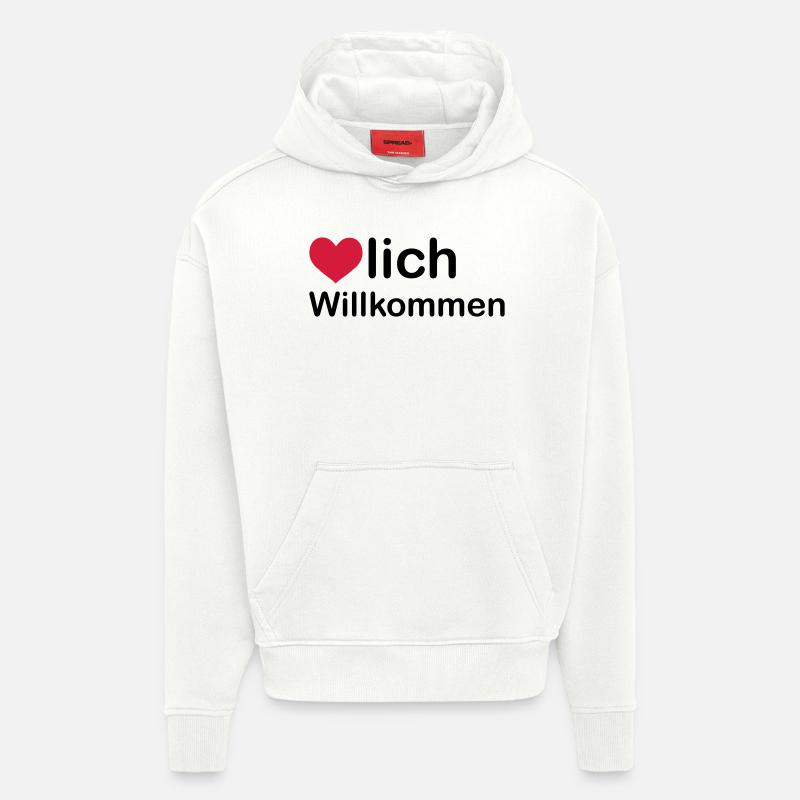 herzlich willkommen - Sweat à capuche bio épais oversize fabriqué en UE - OFF WHITE