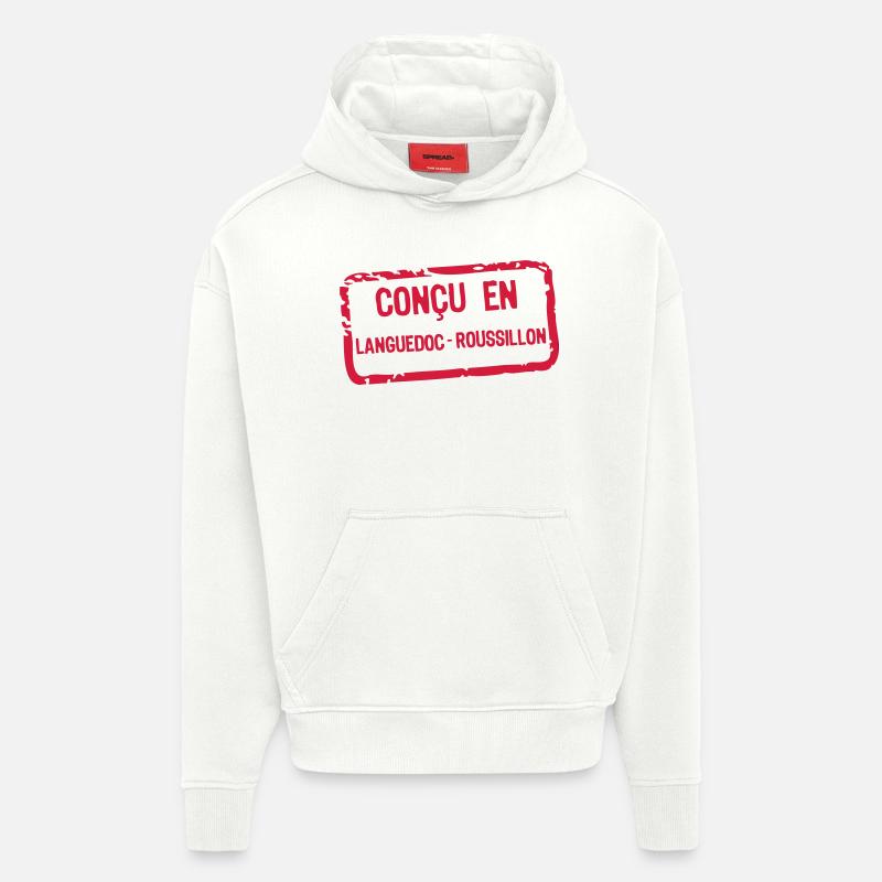 concu etiquette languedoc roussillon - Sweat à capuche bio épais oversize fabriqué en UE - OFF WHITE