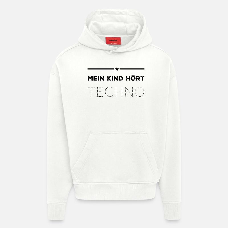 Techno Fan - Sweat à capuche bio épais oversize fabriqué en UE - OFF WHITE