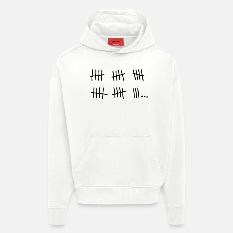 batonnet barre prison jour passe1 - Sweat à capuche bio épais oversize fabriqué en UE - OFF WHITE