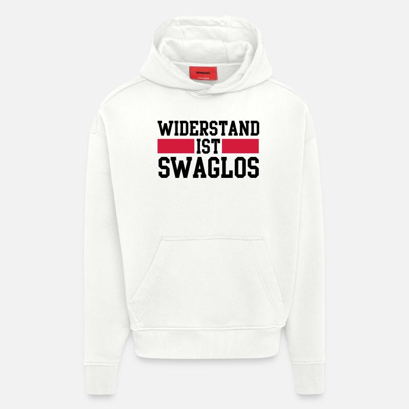 widerstand ist swaglos - Sweat à capuche bio épais oversize fabriqué en UE - OFF WHITE