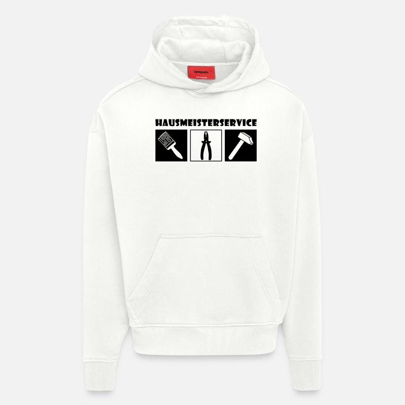 Sprzątanie budynku - Ekologiczna bluza z kapturem oversize z grubego materiału wyprodukowana w UE - OFF WHITE