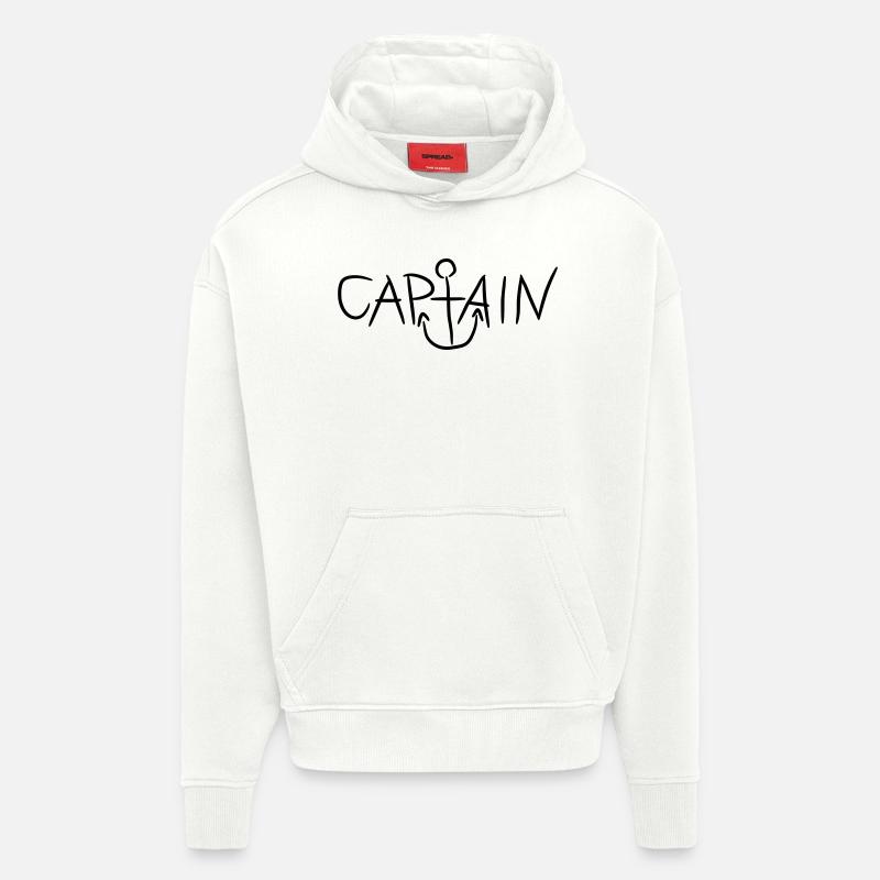 Capitaine Comic Anker Logo - Sweat à capuche bio épais oversize fabriqué en UE - OFF WHITE