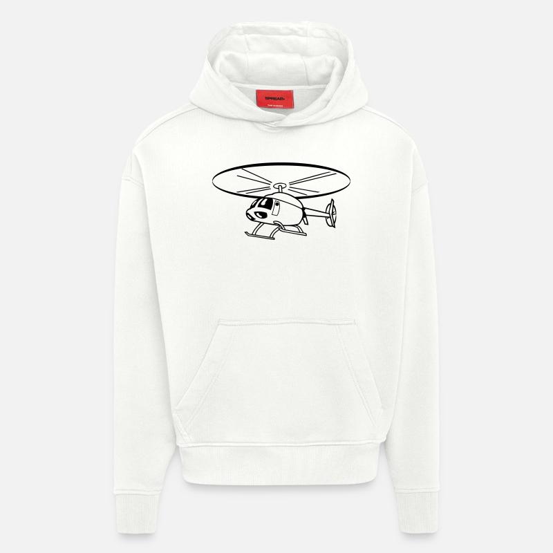 Mouche hélicoptère hélicoptère - Sweat à capuche bio épais oversize fabriqué en UE - OFF WHITE