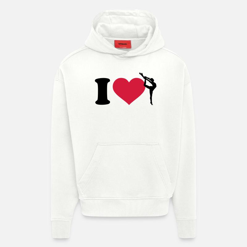I love Gymnastique - Sweat à capuche bio épais oversize fabriqué en UE - OFF WHITE