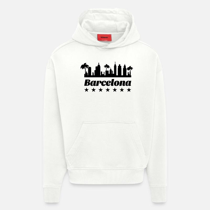 Barcelone 01 - Sweat à capuche bio épais oversize fabriqué en UE - OFF WHITE