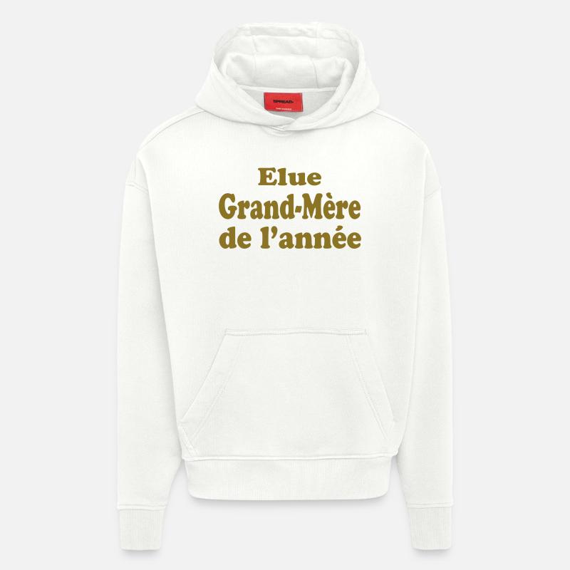 Elue Grand Mère de l'année - Sweat à capuche bio épais oversize fabriqué en UE - OFF WHITE