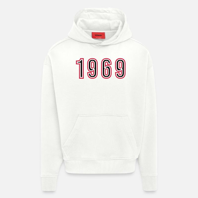 1969 Numéro de l’année - Sweat à capuche bio épais oversize fabriqué en UE - OFF WHITE
