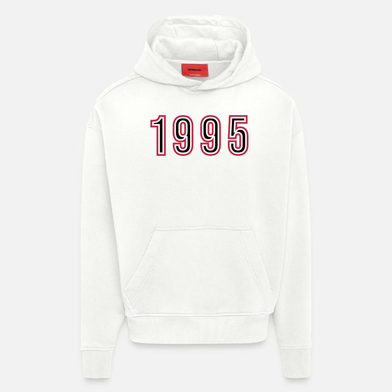 1995 Numéro de l’année - Sweat à capuche bio épais oversize fabriqué en UE - OFF WHITE