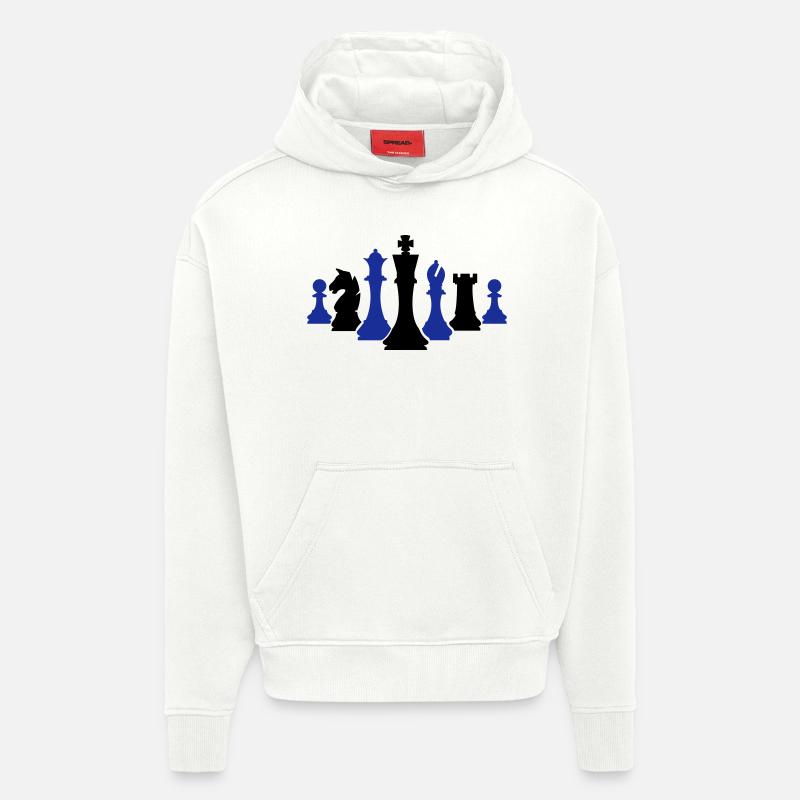 Pièces d’échecs Échecs - Sweat à capuche bio épais oversize fabriqué en UE - OFF WHITE