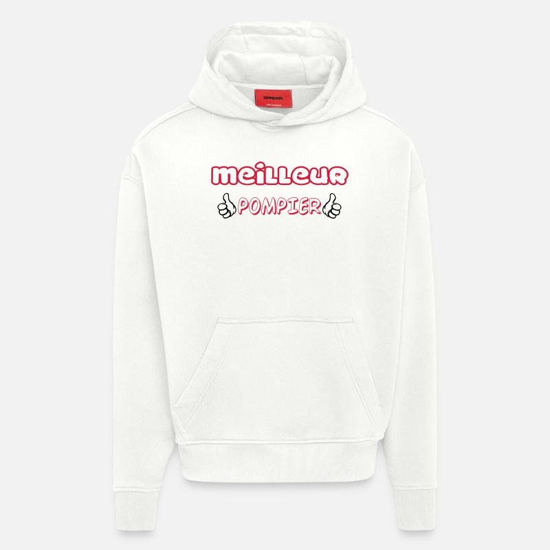 MEILLEUR POMPIER - Sweat à capuche bio épais oversize fabriqué en UE - OFF WHITE