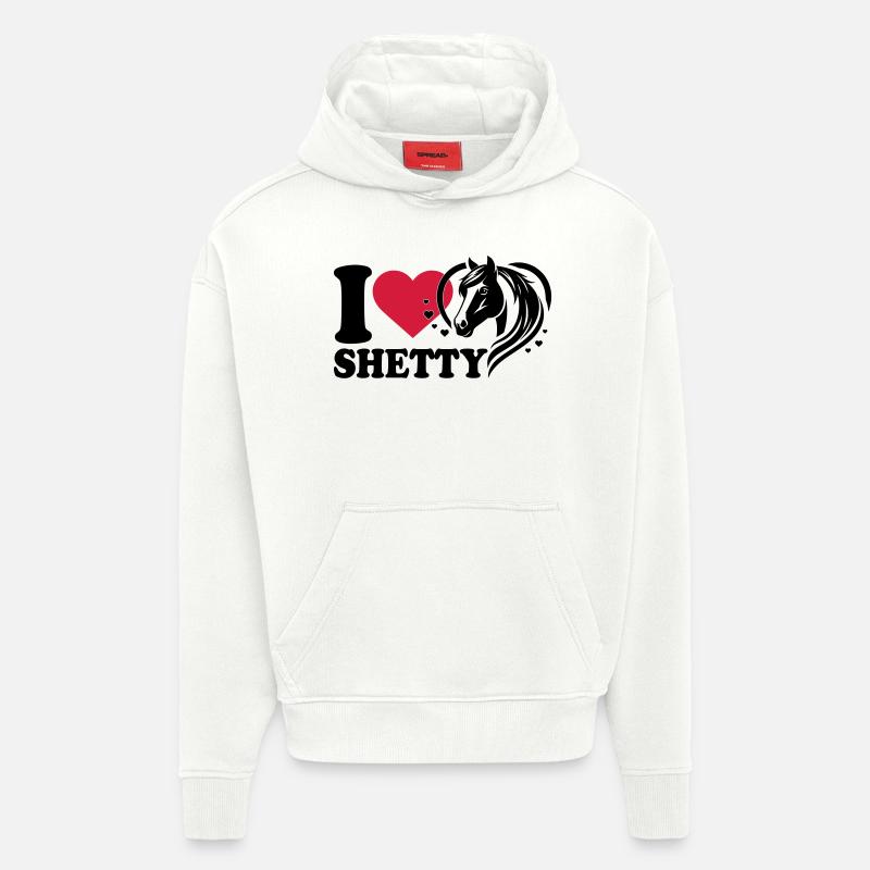 J’adore le cheval Shetty - Sweat à capuche bio épais oversize fabriqué en UE - OFF WHITE