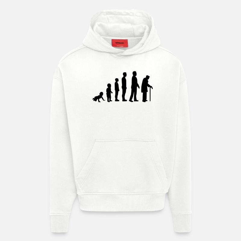 Évolution Retraité - Sweat à capuche bio épais oversize fabriqué en UE - OFF WHITE