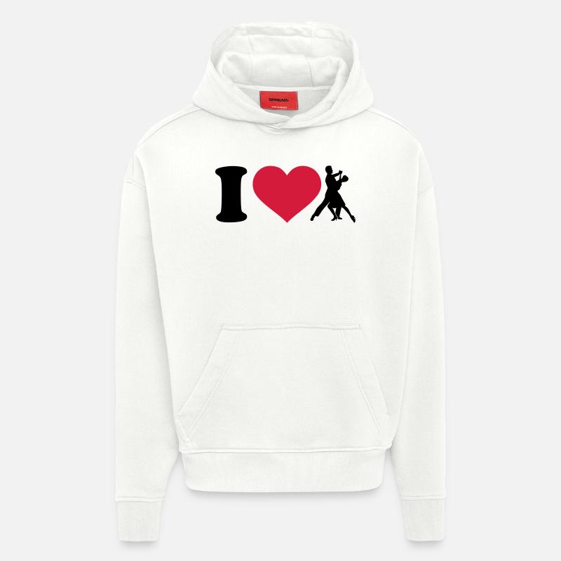I love Danser - Sweat à capuche bio épais oversize fabriqué en UE - OFF WHITE