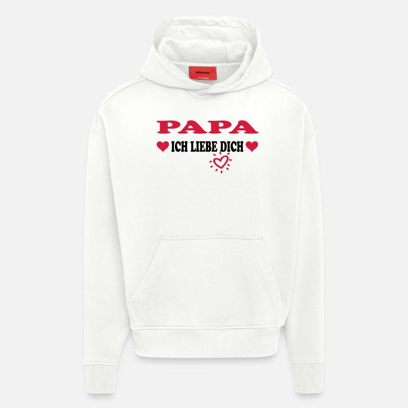PAPA Ich liebe dich - Sweat à capuche bio épais oversize fabriqué en UE - OFF WHITE