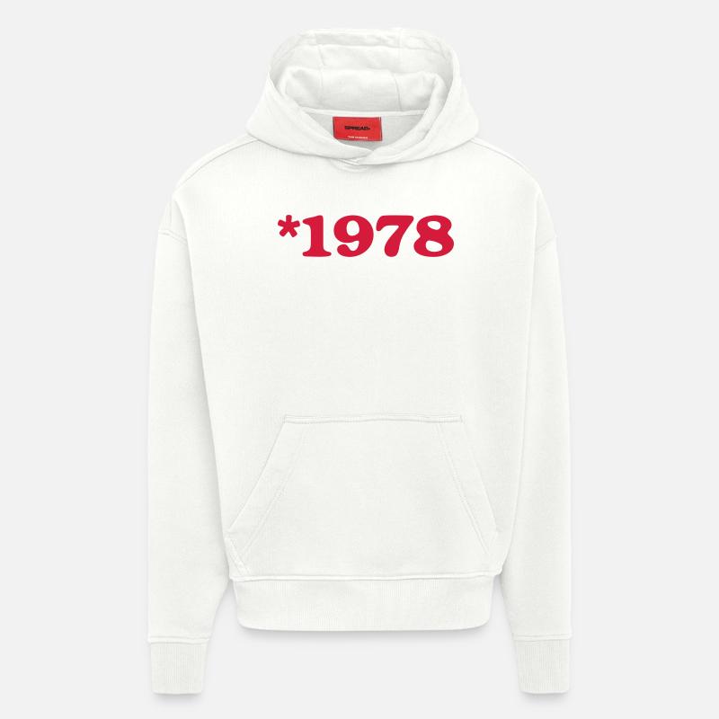 Anniversaire - né en 1978 * - Sweat à capuche bio épais oversize fabriqué en UE - OFF WHITE
