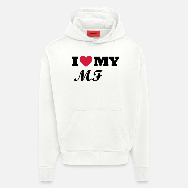 J'aime mon MF - Sweat à capuche bio épais oversize fabriqué en UE - OFF WHITE