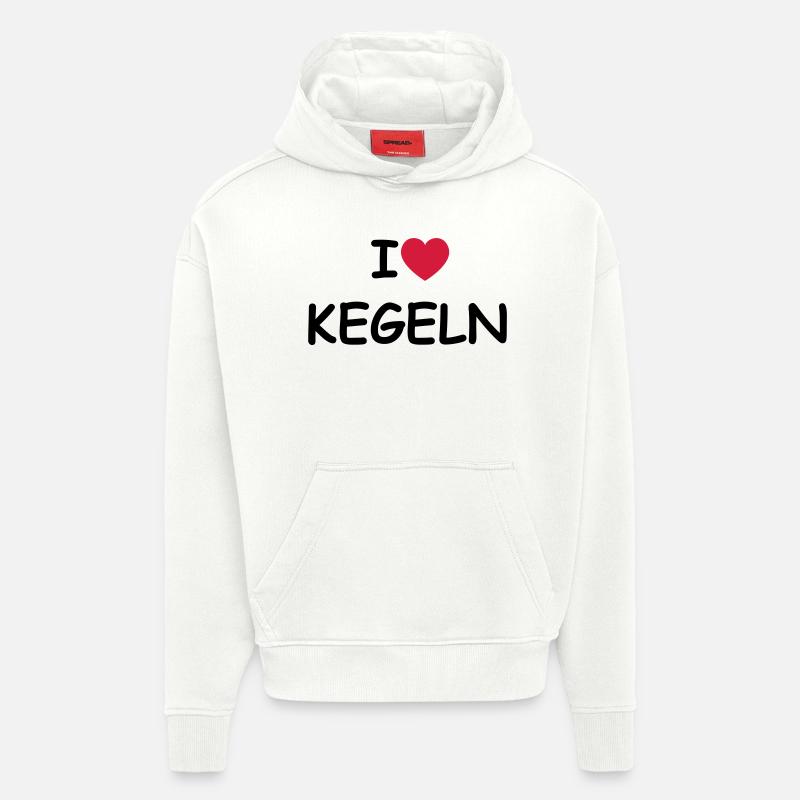 J'aime / quilles cardiaques - Sweat à capuche bio épais oversize fabriqué en UE - OFF WHITE