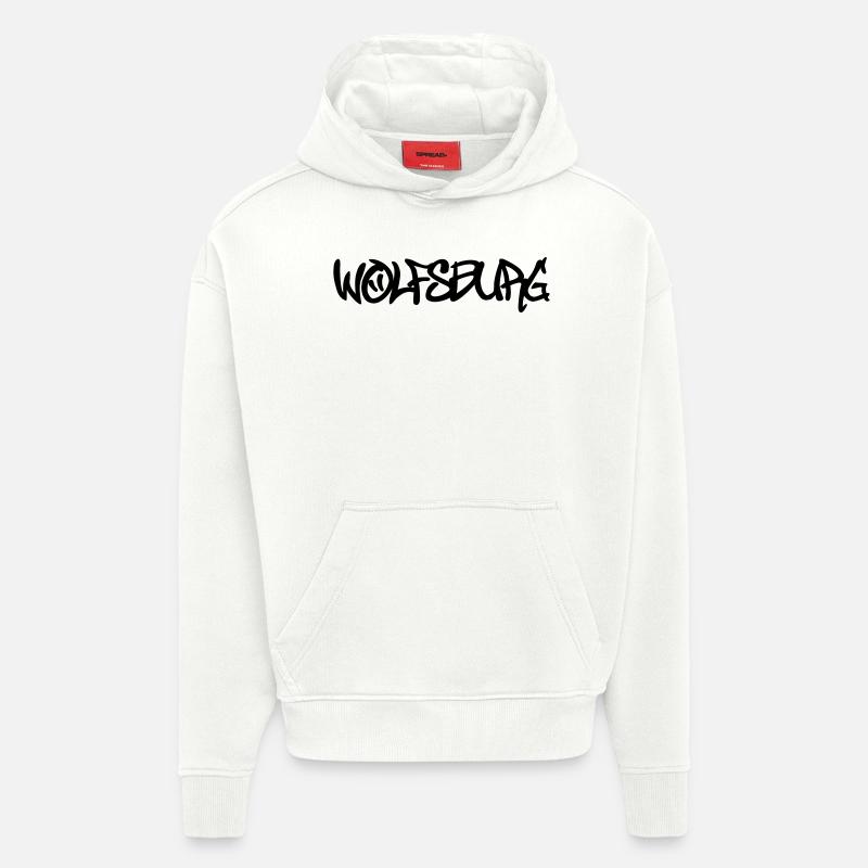 Wolfsburg Graffiti - Sweat à capuche bio épais oversize fabriqué en UE - OFF WHITE