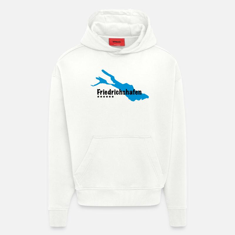 Friedrichshafen Bodensee - Sweat à capuche bio épais oversize fabriqué en UE - OFF WHITE