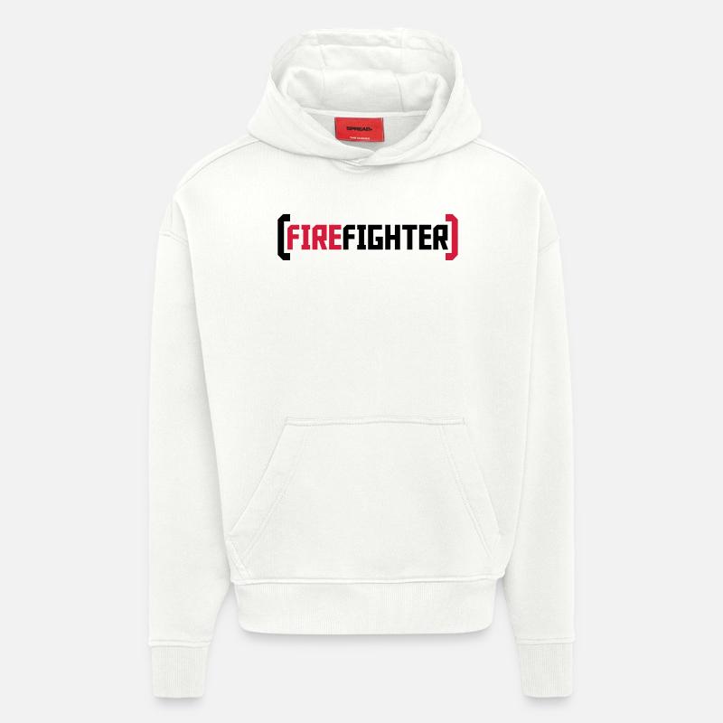 Logo de pompier - Sweat à capuche bio épais oversize fabriqué en UE - OFF WHITE