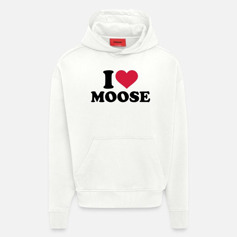 I love Moose - Sweat à capuche bio épais oversize fabriqué en UE - OFF WHITE