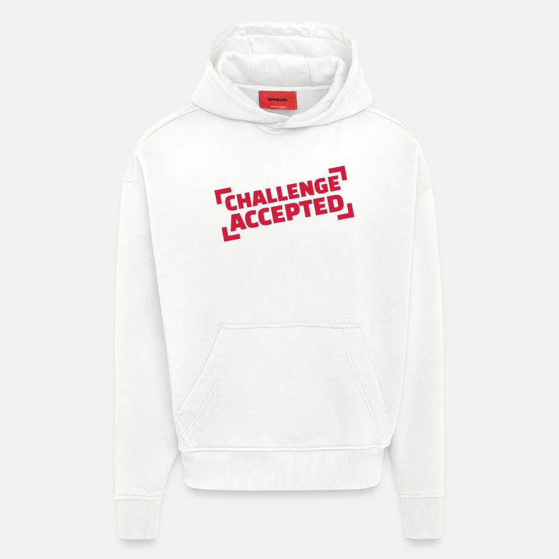 Challenge accepted - Sweat à capuche bio épais oversize fabriqué en UE - OFF WHITE