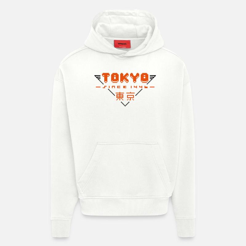 pixel tokyo - Sweat à capuche bio épais oversize fabriqué en UE - OFF WHITE
