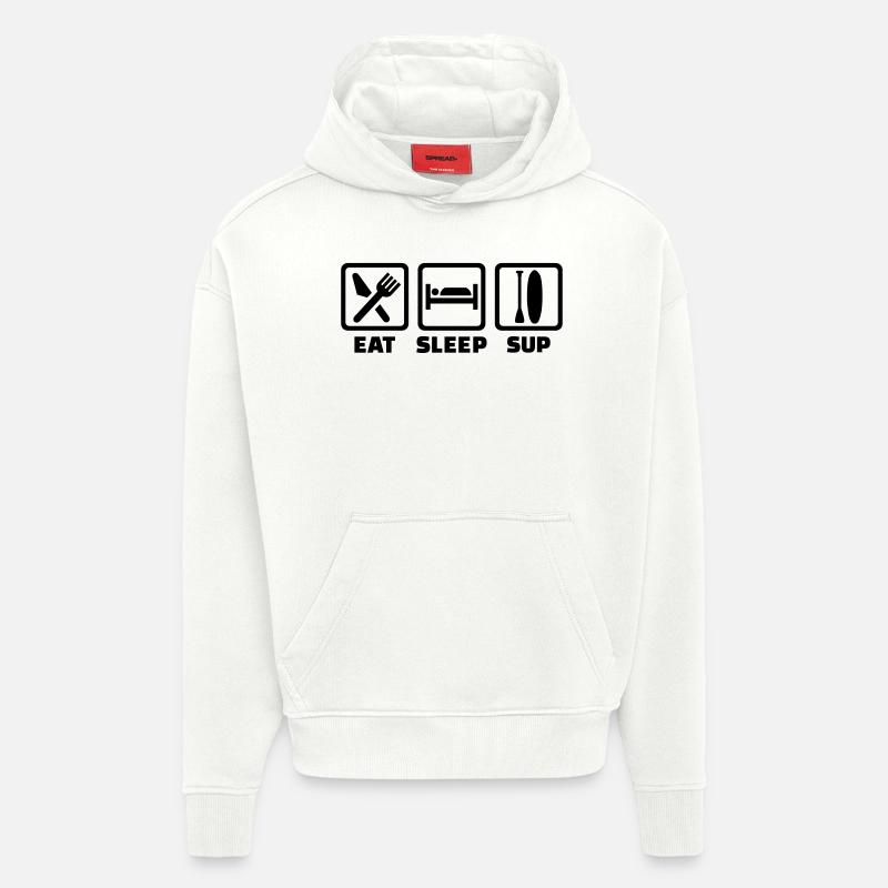 Eat Sleep SUP - Sweat à capuche bio épais oversize fabriqué en UE - OFF WHITE