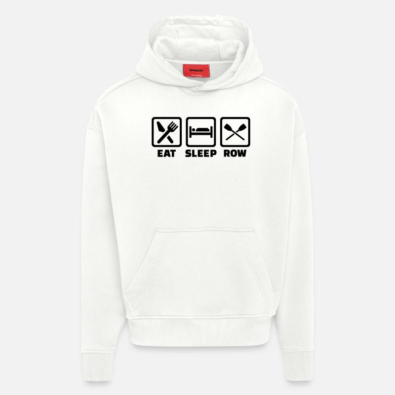 Eat Sleep row - Sweat à capuche bio épais oversize fabriqué en UE - OFF WHITE