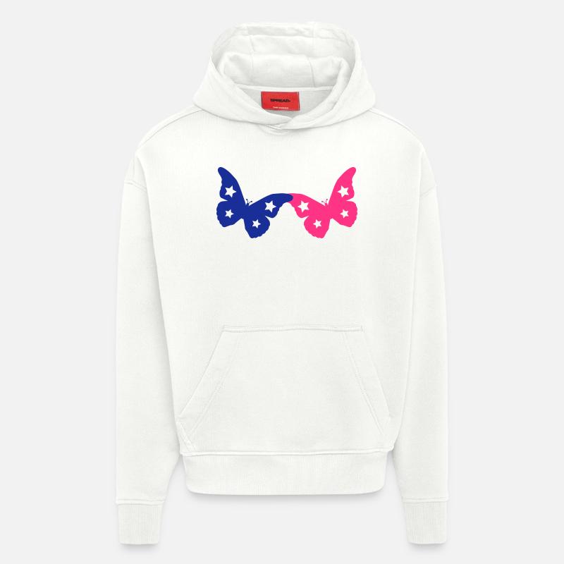 schmetterlinge_02 - Sweat à capuche bio épais oversize fabriqué en UE - OFF WHITE