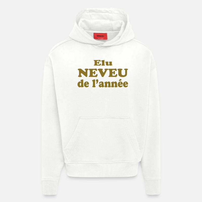 ELU NEVEU DE L'ANNEE - Sweat à capuche bio épais oversize fabriqué en UE - OFF WHITE