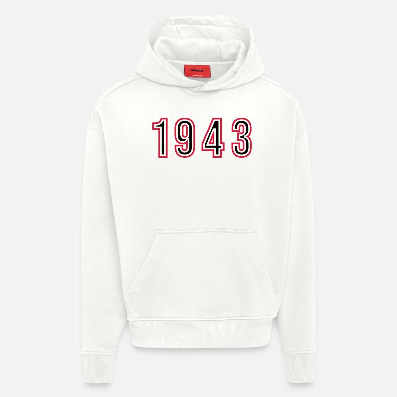 1943 Numéro de l’année - Sweat à capuche bio épais oversize fabriqué en UE - OFF WHITE